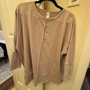 SPANX Tan Boxy 3/4 Sleeve Hoodie